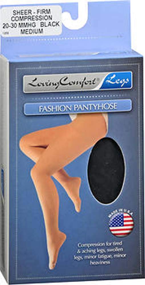 Kpp Panty Hose 20-30 Black Sheer, Medium - 1 Ea