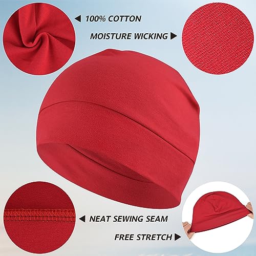 Image of Headshion Cotton Skull Caps for Men Women,2-Pack Lightweight Beanie Sleep Hats Breathable Helmet Liner