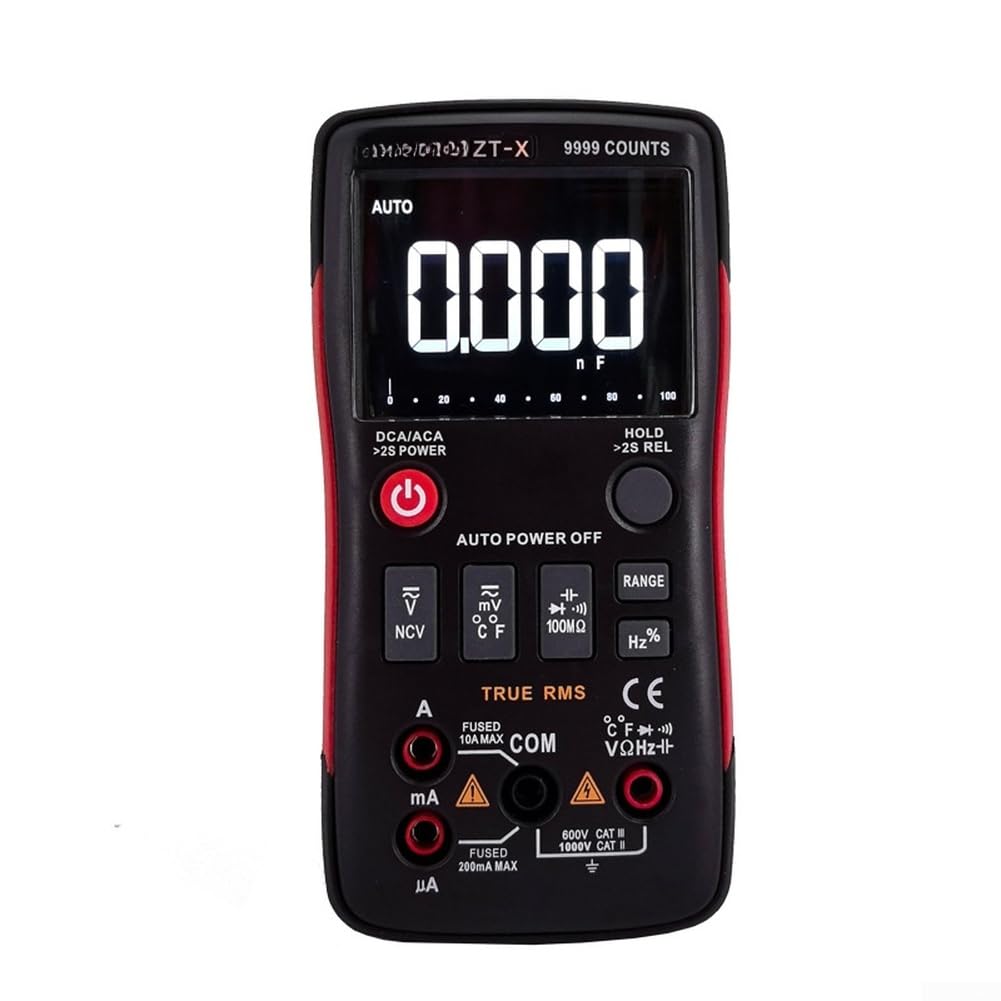 ZT-X Multimetro digitale 9999 Count True RMS, gamma automatica, rilevamento tensione senza contatto, ampia gamma di funzioni di misurazione per diagnostica elettrica