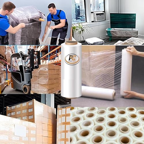 Image of PackPro Compostable Cling Film | 70 Micron Transparent Wrap Roll | Food-Grade Multipurpose Wrap for Bakery, Gifts, Crafts, Bouquets & Office Packaging, Pack of (2, 4 inch)