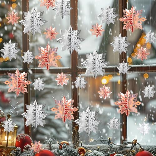 Image of Snowflake Decorations, Paper Christmas Hanging Decor Indoor, 24-Pc