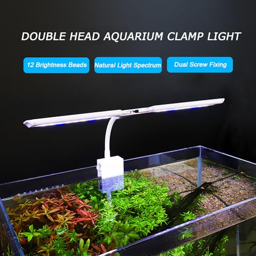 Image of LED Aquarium Light Full Spectrum Clip Fish Tank Light Plants Light Double Swing Arm Light 4W Suitable for 2-10 Gal Fish Tank