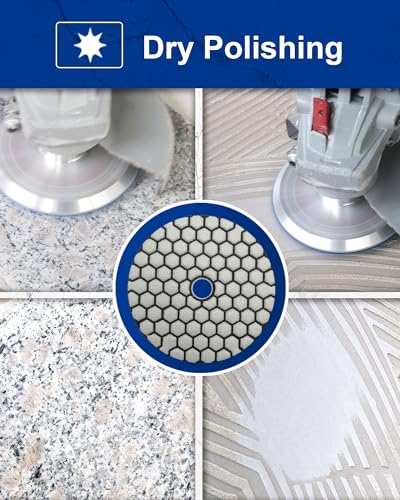 SHDIATOOL Diamond Polishing Pads Wet/Dry Polish Pad Kit for Drill Grinder Polisher 200 Grit Pads for Marble Tile Quartz Granite Concrete Countertop