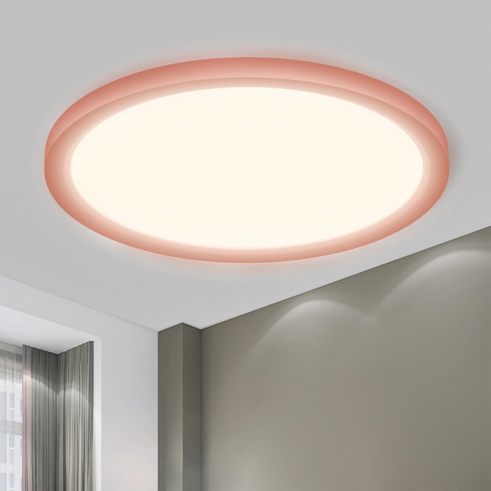 LQWELL® Plafoniera Lampada da soffitto a LED, Lampada da bagno impermeabile IP44 Rotonda Piatta 18W 4000K 1600LM Sottile per Soggiorno Bagno Camera da letto Cucina Seminterrato Ufficio, 220 * 24mm
