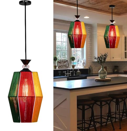 Image of Groeien Silk Weave Crystal Metal Multicolor Hanging Pendant Ceiling Lamp Fixture | Chandelier for Home, Indoor, Outdoor,Living Room, Bedroom(Bulb Included)(SilkWeave, 1)