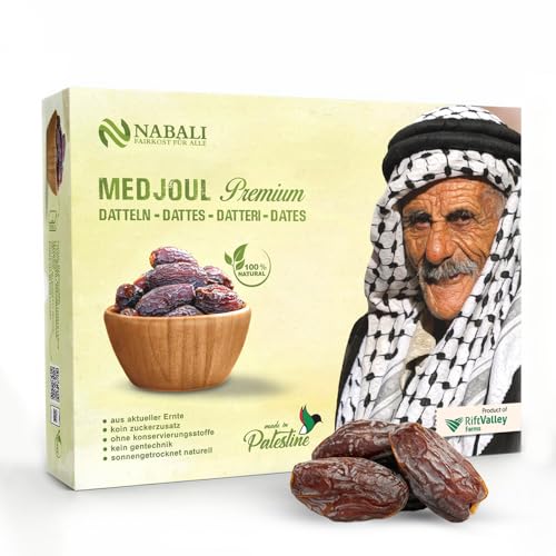 NABALI FAIRKOST Medjoul dátiles de Palestina - 100% natural aromático Tradicional Fresco & Oriental I sin conservantes I vegano I dátiles Medjoul jumbo (5 kg)