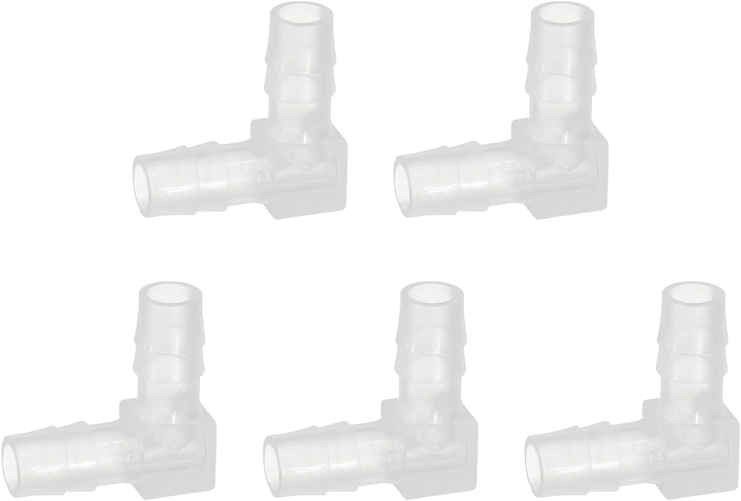 sourcing map 5pcs Hose Barb 90 Degree Elbow l Fitting, 5/16" OD Plastic Hose Barb Pipe Fitting Splicer Mender Joint Adapter for Water Liquid Fuel Line Tube, Clear