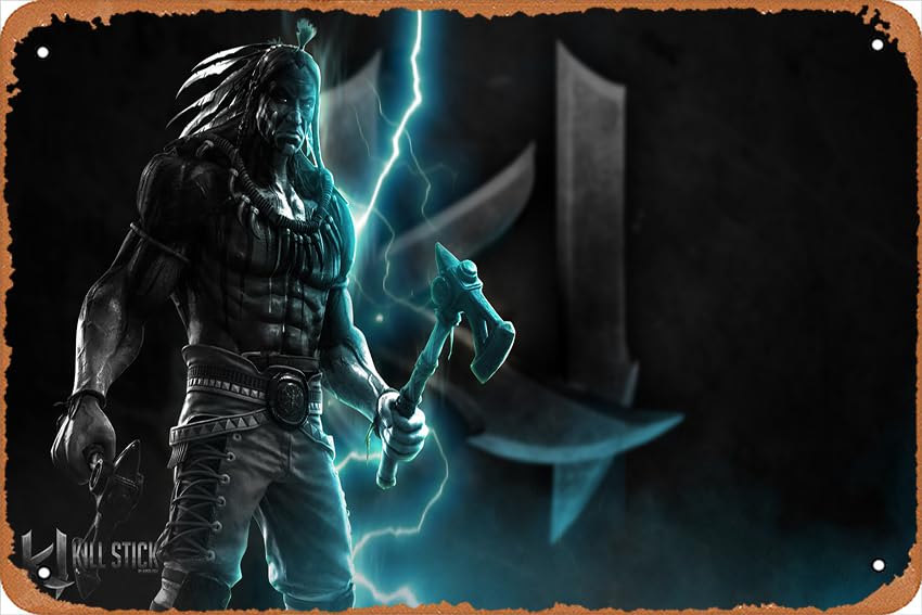  Killer Instinct, Thunder Game Poster Vintage Targa in metallo Decorazione da parete per la casa Bar Cafe Targa in metallo 30,5 x 20,3 cm