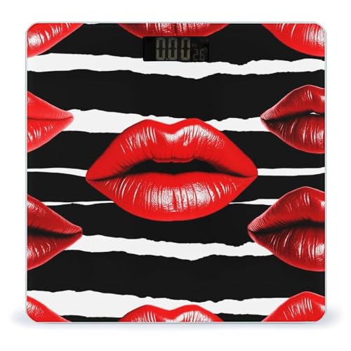 Báscula Digital Red Lips Kiss con Vidrio Templado y LCD miniatura 1