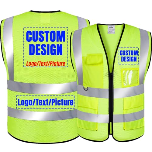 BeautyWill Custom Logo 1pcs Safety Vest Class 2 High Visibility Reflective Mesh Vest Yellow