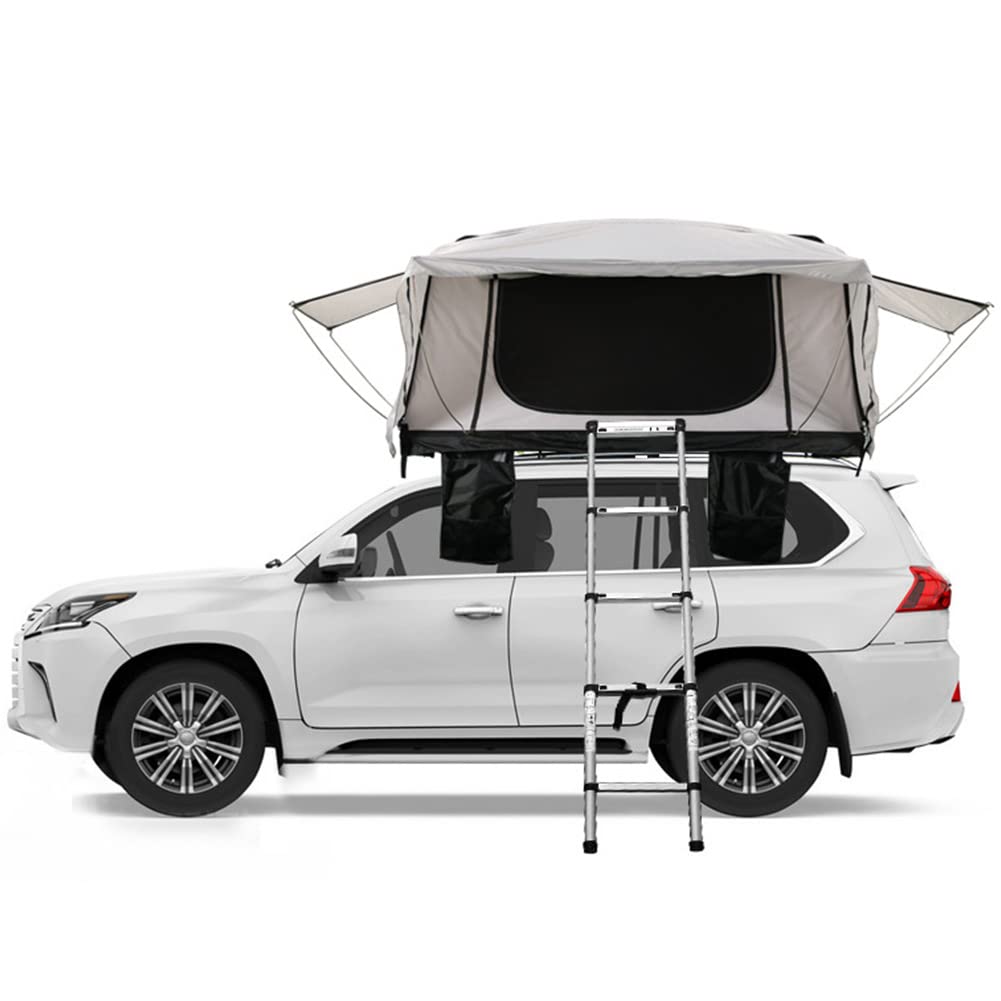 Tenda da tetto per auto, tenda da tetto solare per 3-4 persone, tenda da campeggio all'aperto, camera da letto mobile ad apertura rapida con scala telescopica impermeabile e impermeabile SUV Pop up