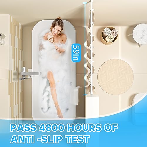 AIZESI White Shower Curtain Rod Adjustable Curtain Rods 85-150cm Never Rust Shower rod no Drilling Shower Rods Tension Curtain Rod Curtain Rods for Bathroom Closet Doorway Cupboard - Image 3