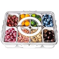 Snackbox mit Fächern – Spülmaschinengeeignet Snackdose | Snackschale | Servierplatte mit Deckel, Unterteilter Snackteller für Party – Picknick Snack Box Organizer für Süßigkeiten Obst Dessert