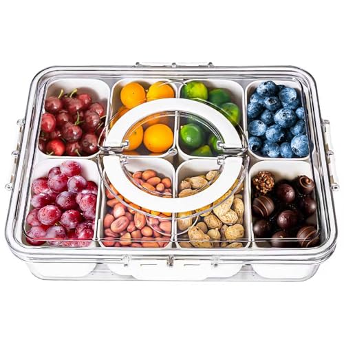Küchera Snack Box with Compartments, Reusable Snackle Box/Tray | Dishwasher-safe Food Storage Container with Lid, Portable Travel Snack Boxes for Plane (White)