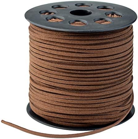 Wobe 100 Yards Suede Cord, Leather Cord 2.6mm x 1.5mm Suede Lace Faux Leather Cord with Roll Spool for Bracelet Necklace Beading DIY Handmade Crafts Thread (Coffee)
