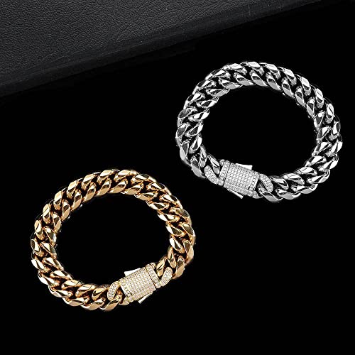 18K men's gold bracelet with Cuban style design paired with moissanite diamonds, perfectly blending classical and modern styles, high-end jewelry gift3