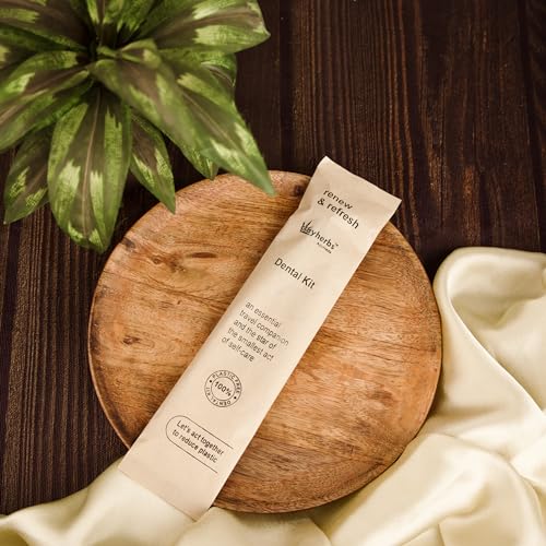 Image of Pack-20 Sustainable Eco-Friendly Organic Bamboo Toothbrush and Toothpaste Sachet, Natural Flavor, Oral Care Biodegradable & Non-Toxic Hotel Dental Kit For Rooms