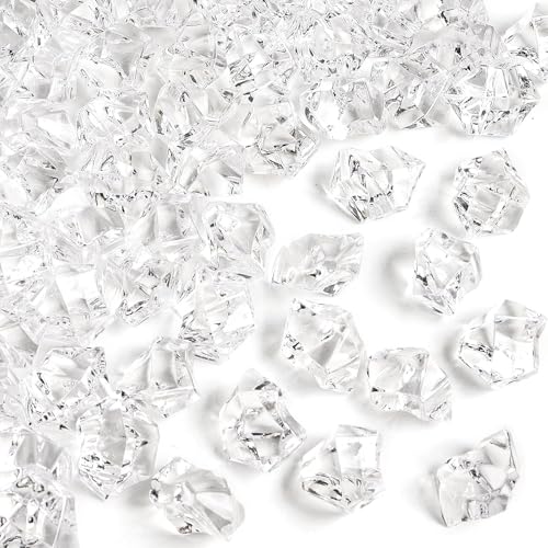HAPYSHOOP Fake Ice Cubes 17 * 22 mm 100 Pcs Clear Plastic Ice Cubes for Vases