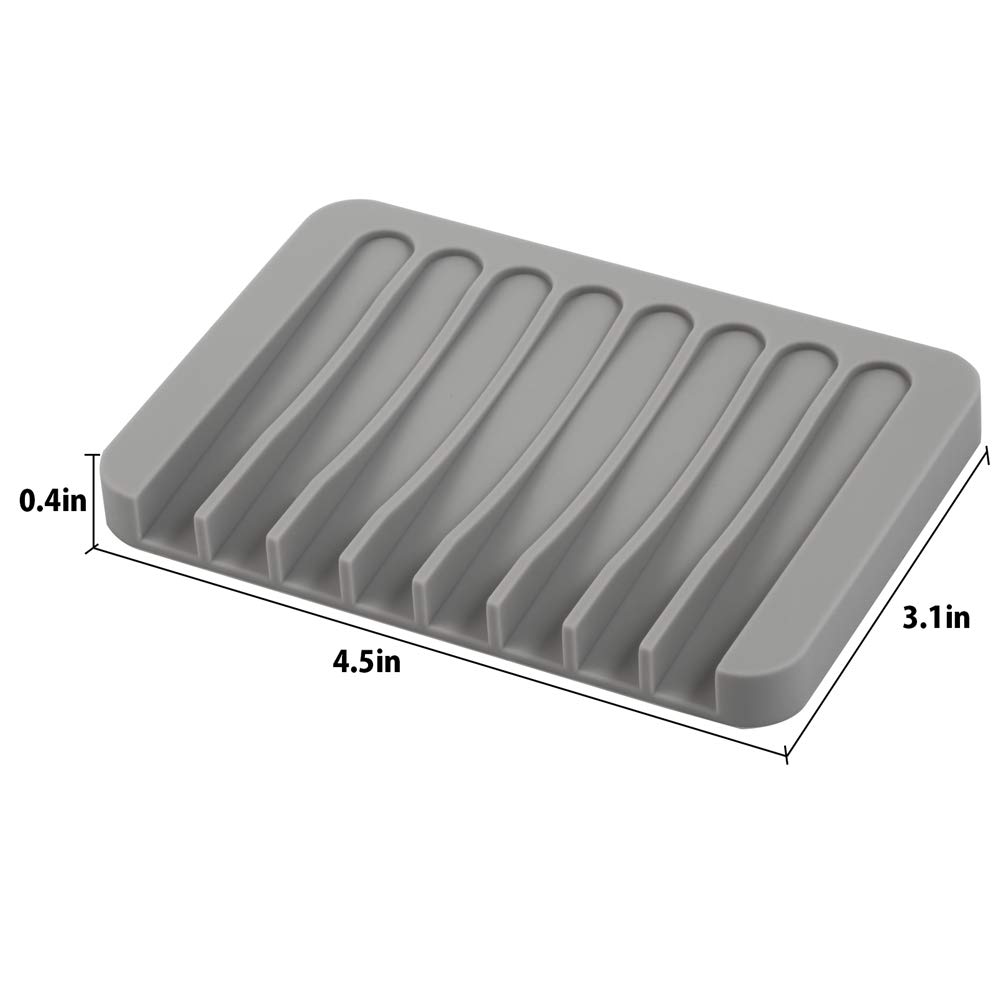 3PCS Self Draining Soap Holder, Premium Silicone Soap Dish, Soap Saver for Shower, Bathroom, Kitchen, Bath Tub, Sponges, Keep Soaps Bars Dry Clean, Easy Clean, Extend Soaps Life