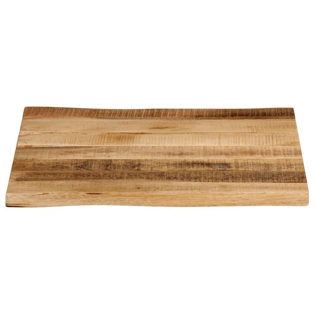 Plateau de table 40 x 40 cm en bois massif de mangue avec bord d'arbre - Mise à niveau rustique pour bureau, cuisine, bureau, salon