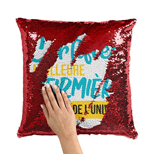Coussin avec Housse Sequin Paillettes Rouge Message Infirmière Univers 40x40cm - 3