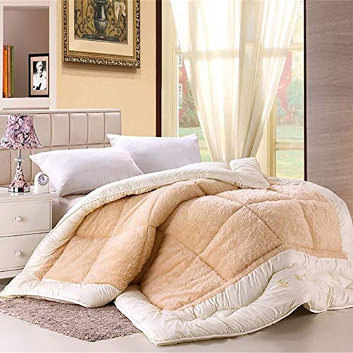 Super Soft Winter Comforter Wool Camel Duvet Keep Warm King Queen Size Quilted Quilt Hair Fiber Blanket Fast Fine Imitation Is Thickened Lambskin Core (King)