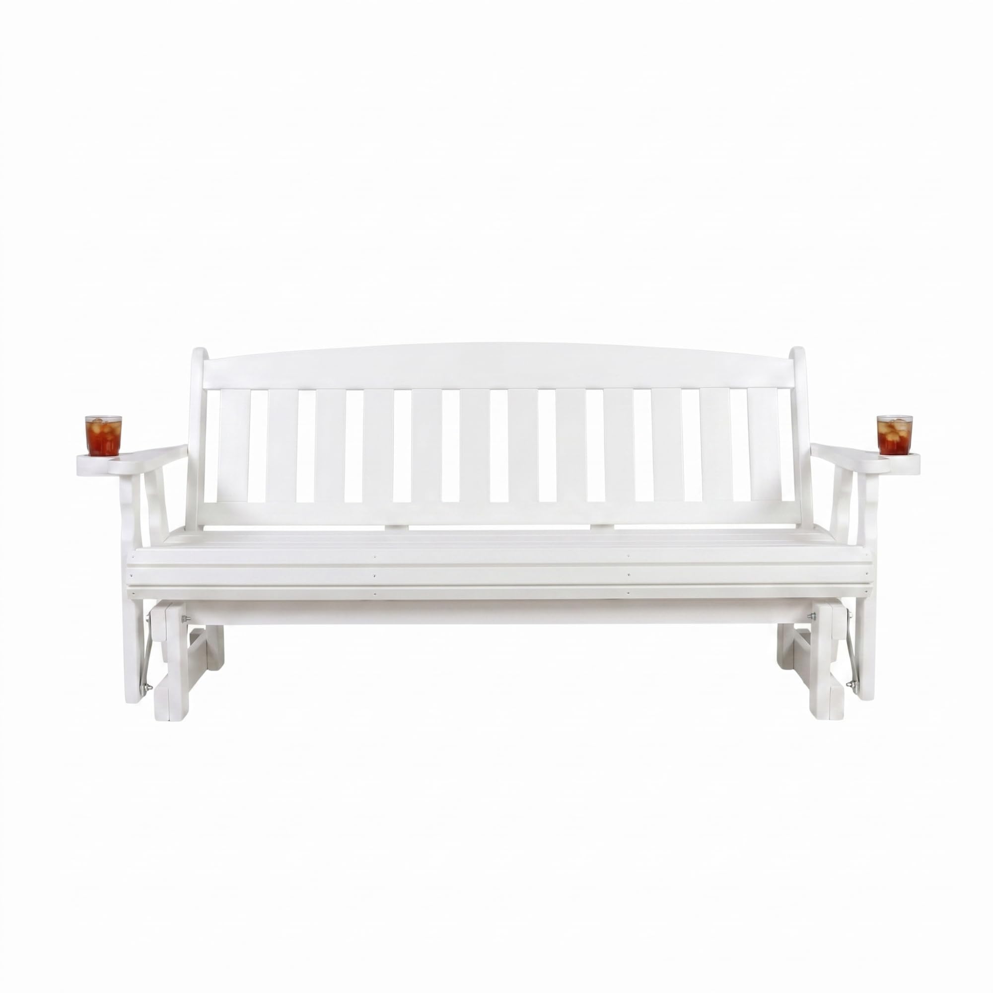 Amish Heavy Duty 800 Lb Mission Pressure Treated Porch Glider with Cupholders (6 Foot, Semi-Solid White Stain)