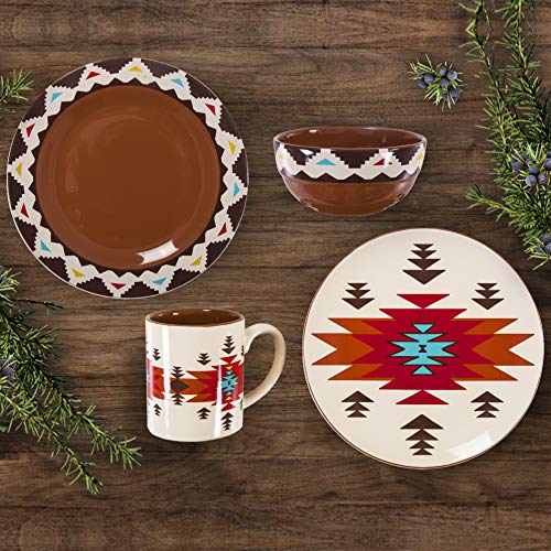 Image of Paseo Road Del Sol Aztec 16 Piece Ceramic Dinnerware Set