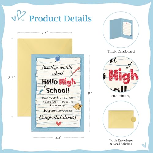 Image of FLYAB 8th Grade Graduation Gifts - 5.5 inchx8 inch 8th Grade Graduation Card with Envelope Funny Grad Gift for Her Him Graduate Teenagers Boys Girls Daughter Son Granddaughter Grandson