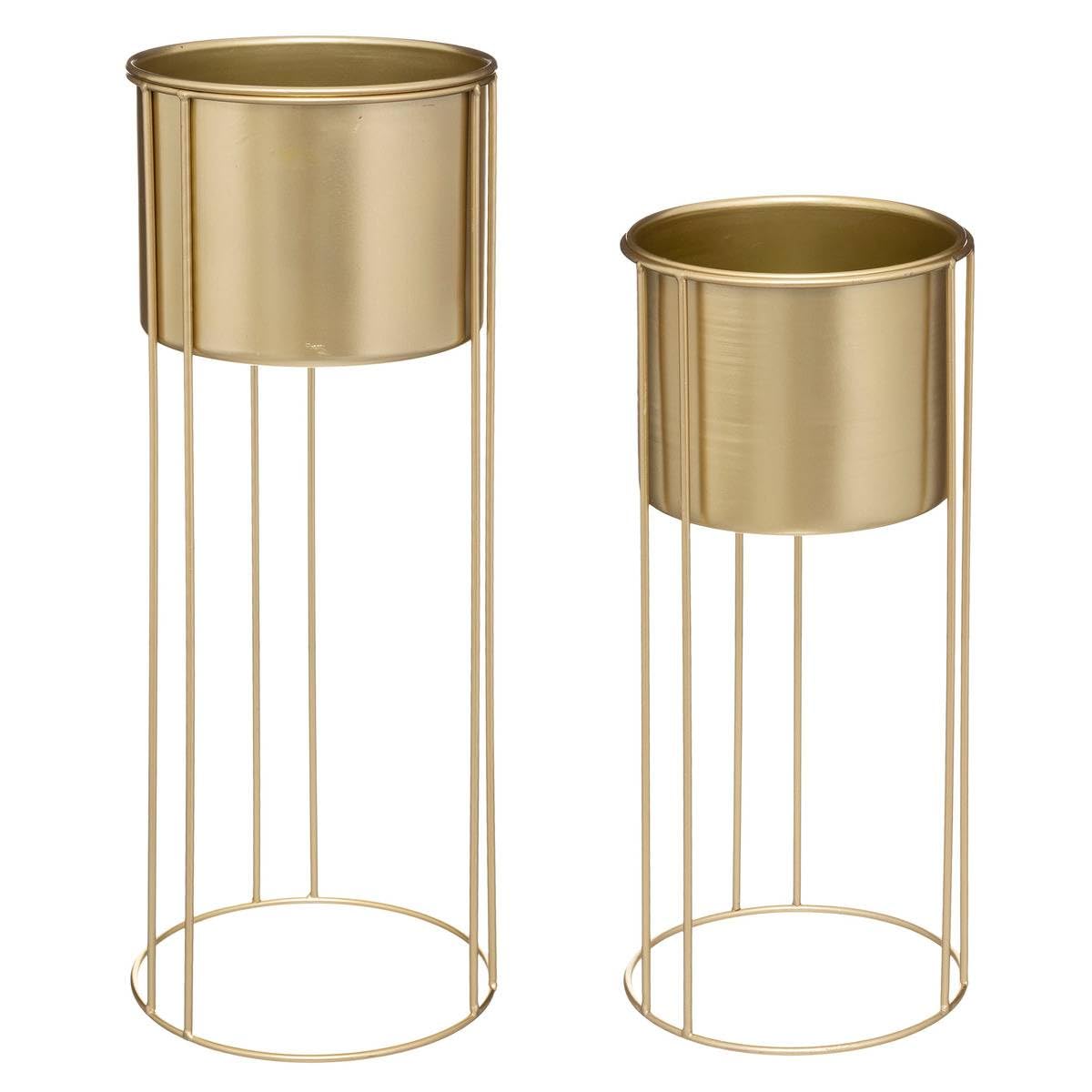 Atmosphera Createur D'interieur Gold - Set Of 2 Metal Pots On Feet Atm-185441