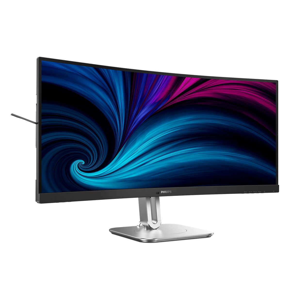 Philips 34B2U5600C - Monitor curvo WQHD da 34 pollici, regolabile in altezza (3440x1440, 120Hz, HDMI, DisplayPort, USB-C (100W PD), RJ45, USB Hub) grigio scuro