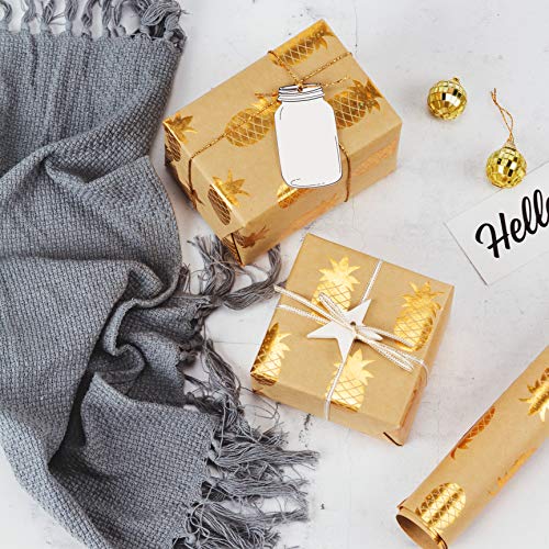 image for RUSPEPA Kraft Wrapping Paper Roll - Foil Gold Star Shiny Pineapple Wra