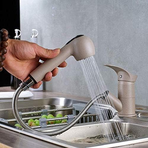 Mitigeur d'évier extractible pour éliminer les éclaboussures, robinet de cuisine beige pivotant