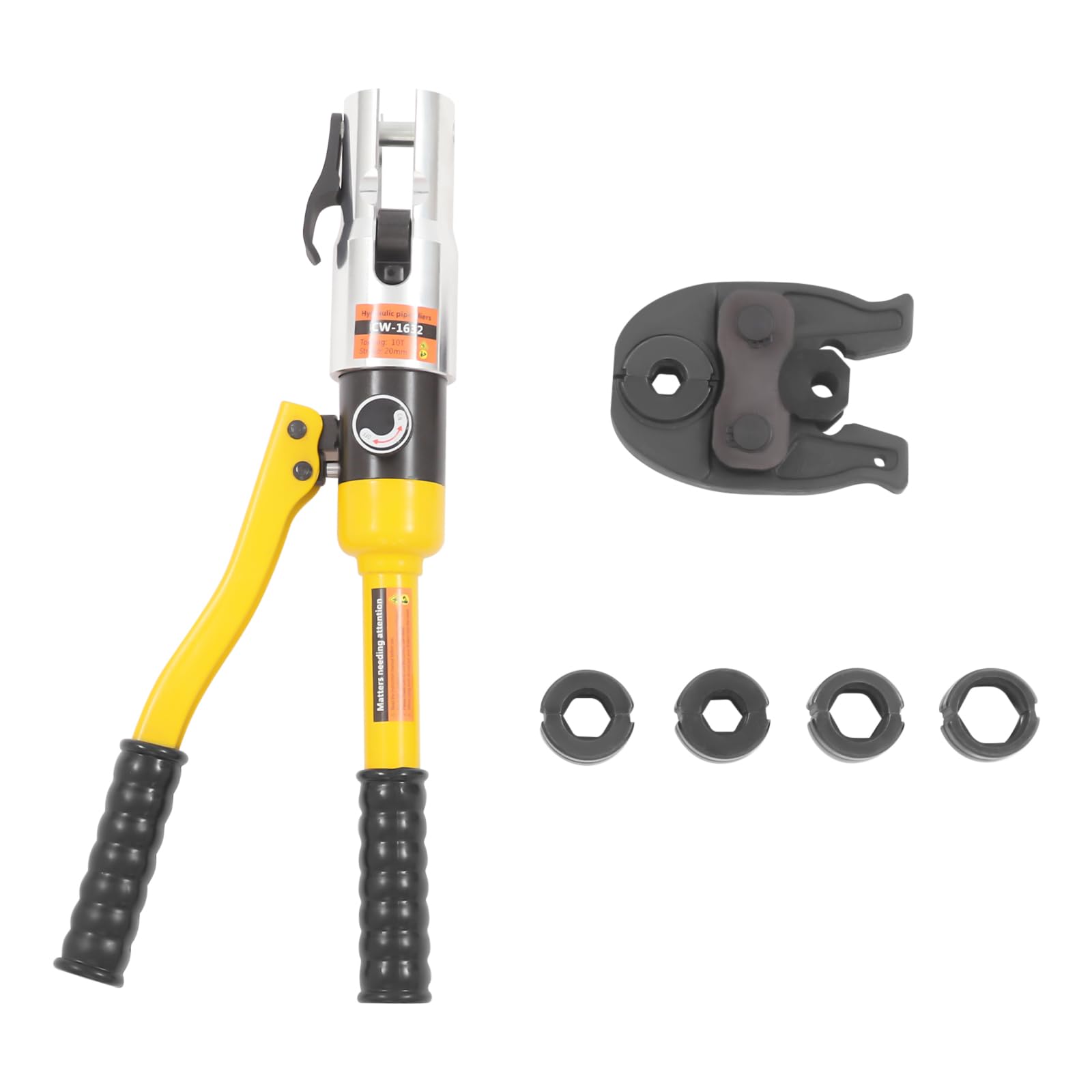 Pinza crimpatrice professionale 10T, con profilo a V, pinza crimpatrice idraulica, testa girevole a 360°, pinza pressatrice manuale per tubi in rame con V12, V15, V18, V22, V28