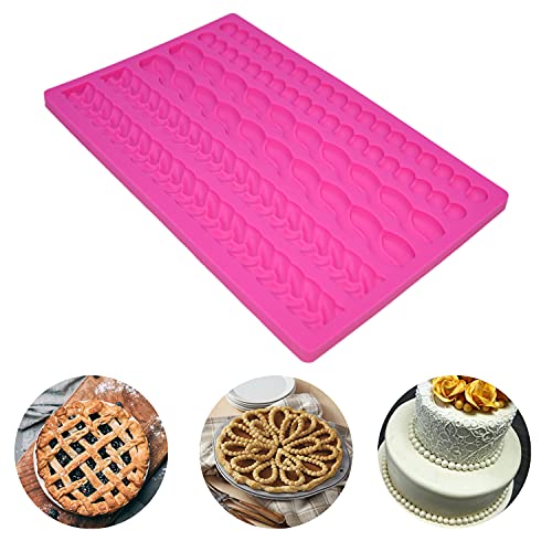 Darnell Nehemiah 3D Knit Rope Silicone Pearl Fondant Mould Cake Border Decorating Molds Sugar Icing Gumpaste Kitchen Diy Baking Tools (Rose Red) #TOP3