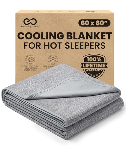 Everlasting Comfort Cooling Blanket for Hot Sleepers - Soft, Lightweight & Breathable Throw Blanket with Easy to Clean Material - Luxury Throws for Hot Flashes & Night Sweats (60"x80")