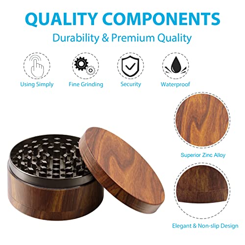 KINGTOP Grinder, Large 3" Spice Grinder (Wood Grain Brown) - Image 3