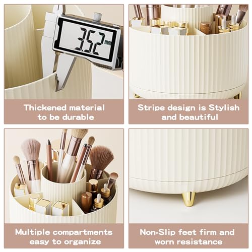Image of fanado 360 Rotate Makeup Brush Holder Organizer, Makeup Organizers Countertop, Makeup organization and Skincare Storage for Vanity, Desktop, Bathroom (Ivory)