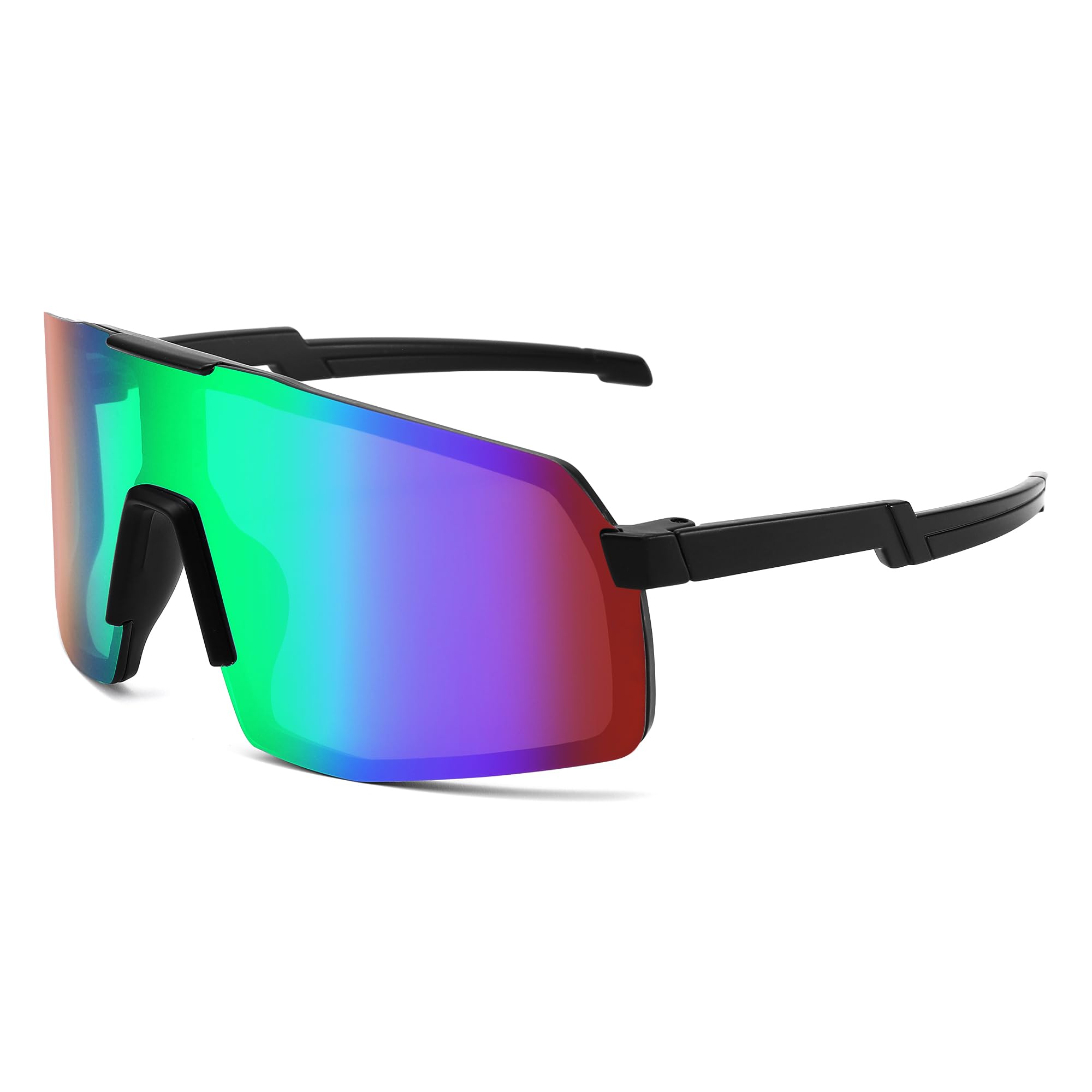 LIU·WEN Kids Sports Baseball Sunglasses Age 3-12 - Youth Cycling Shades for Boys Girls(Black/Green Mirror)