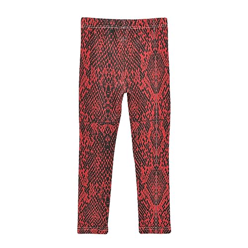 Red Snake Print Animal Skin Pattern Girls Leggings Dance Running Workout Yoga Pants2