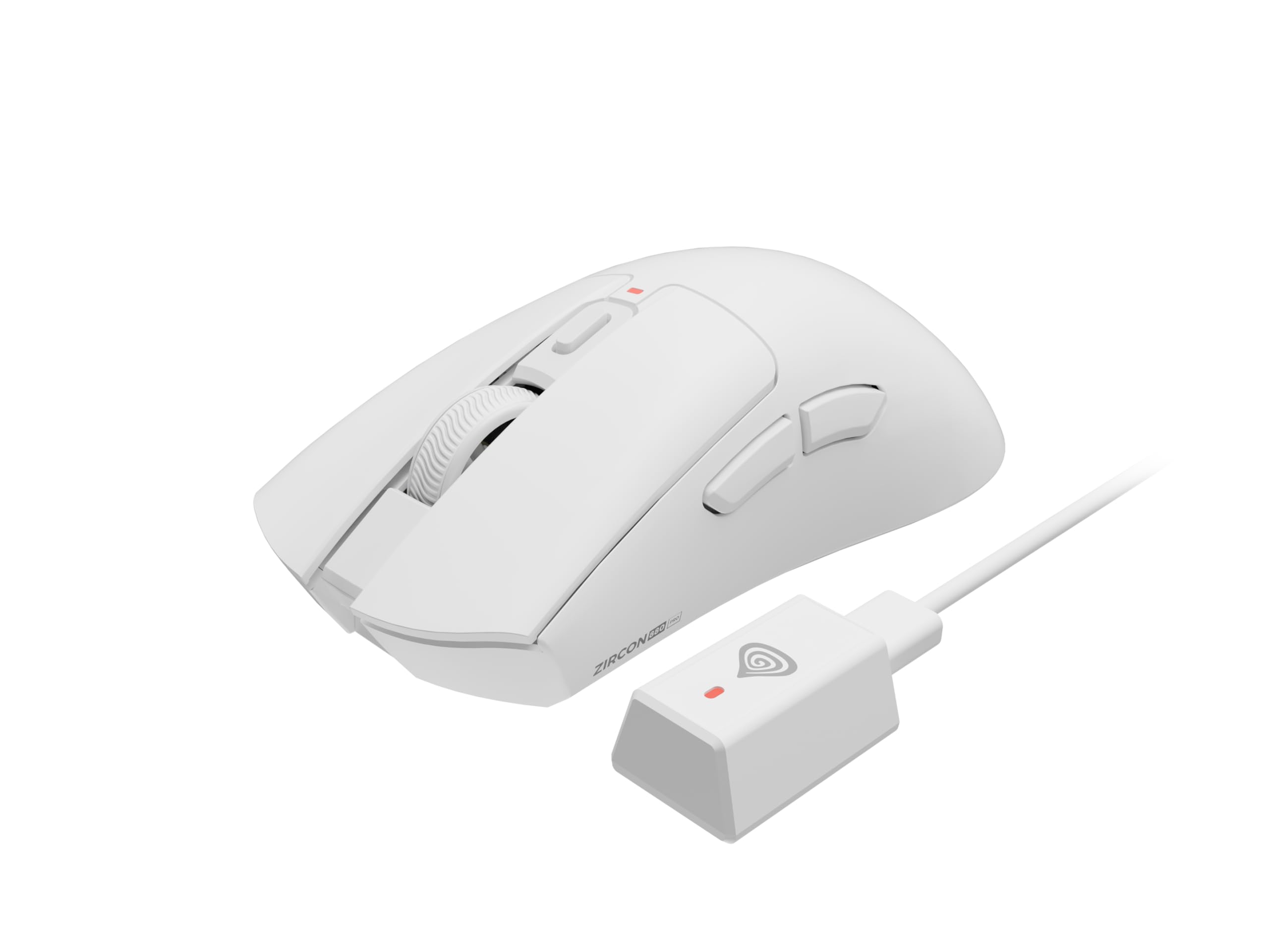 Genesis Zircon 880 PRO 8K mysz gamingowa bezprzewodowa, biała, 30000 DPI, PixArt PAW3950, 8000 Hz, Bluetooth/2,4 GHz/USB-C, 64 g, szklane łyżwy, Kailh Optical, 6 przycisków, do komputera, laptopa