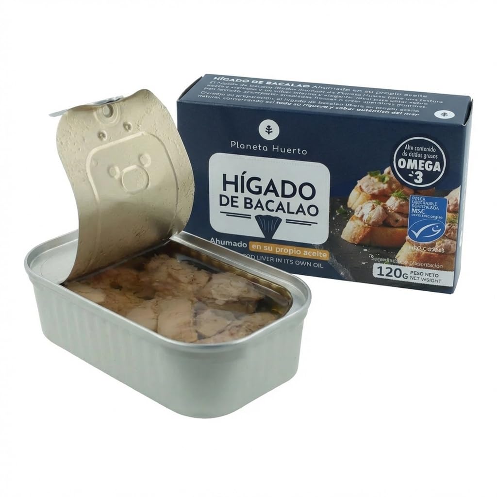 Confezione da 12 fegato di merluzzo nel proprio olio Planeta Huerto Bonsái 120 g