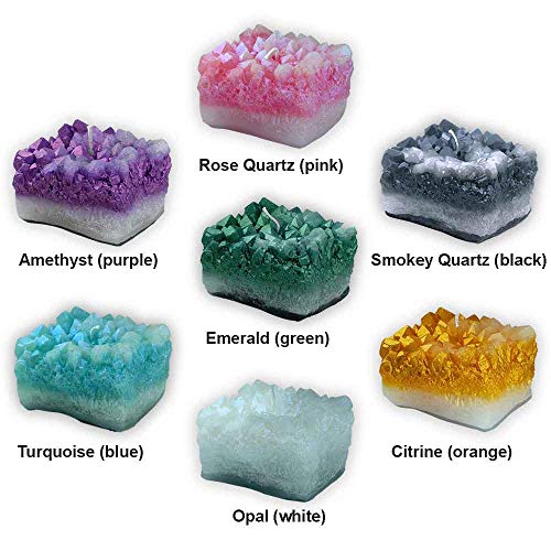 Zen Den Crystal Series - Quartz Crystal Cluster Shaped- Unscented Wax Candle - Handcrafted For Home Décor & Positive Energy (Rose Quartz / Pink) #TOP2