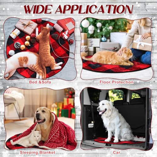 Image of 2 Pack Washable Dog Pee Pads Christmas Buffalo Plaid Waterproof Puppy Pads Reusable Pet Training Pad Absorbent 36 inch Round Whelping Floor Bed Mat Fleece Pad for Potty(Black Red)