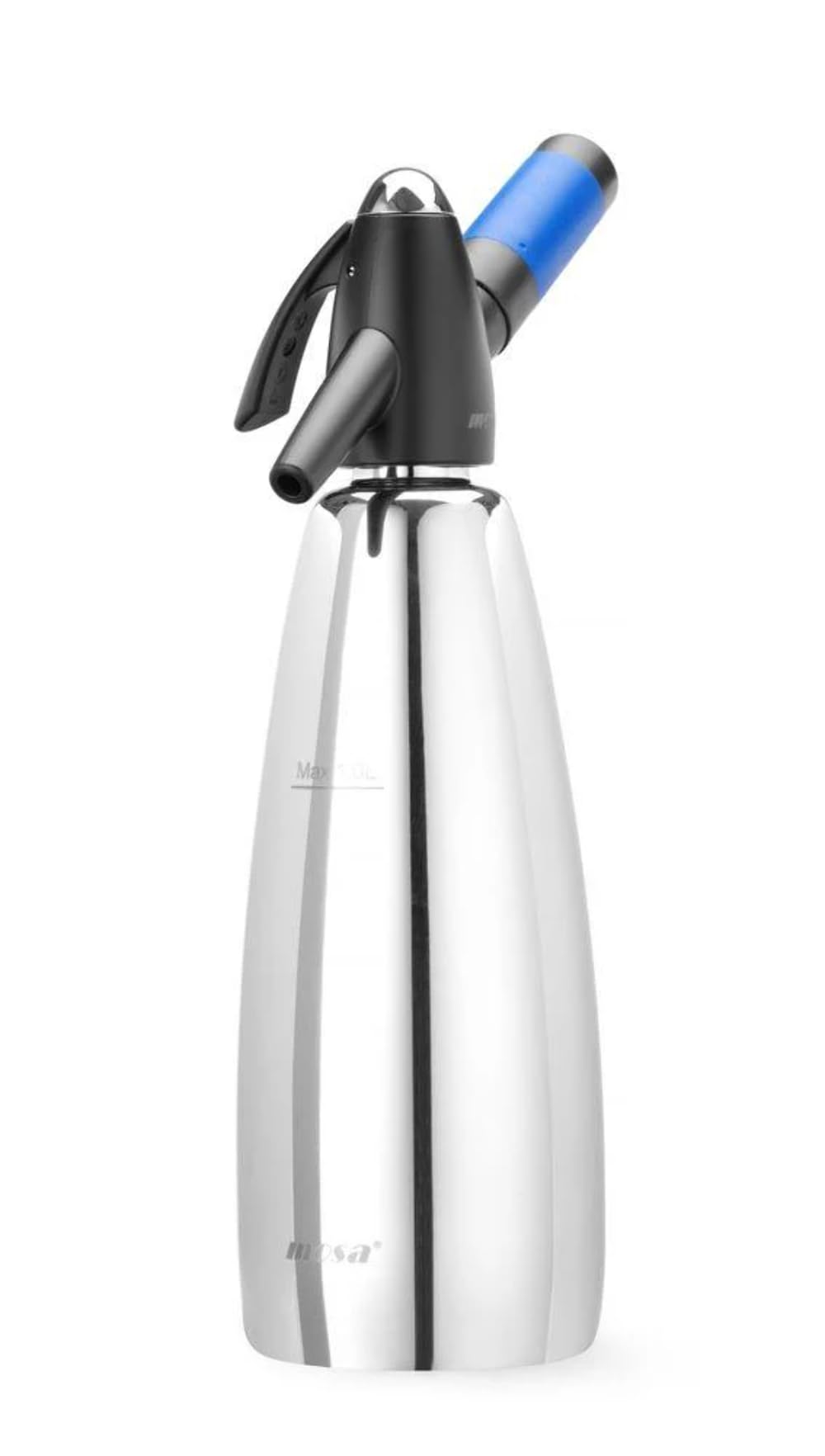 HENDI Syfon sodowy, BarUp, do wody sodowej, do kapsułki CO2, syfon gazowany, butelka do wody gazowanej, 1L, ø95x(H)310mm, stal nierdzewna, PA