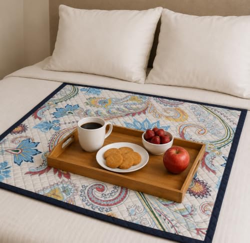 Image of Homerz Premium Reversible Bed Server | 30x30 Inch Quilted Waterproof Fabric | Foldable Dining Mat for Bed, Sofa & Floor Use (Orbit, 30x30)