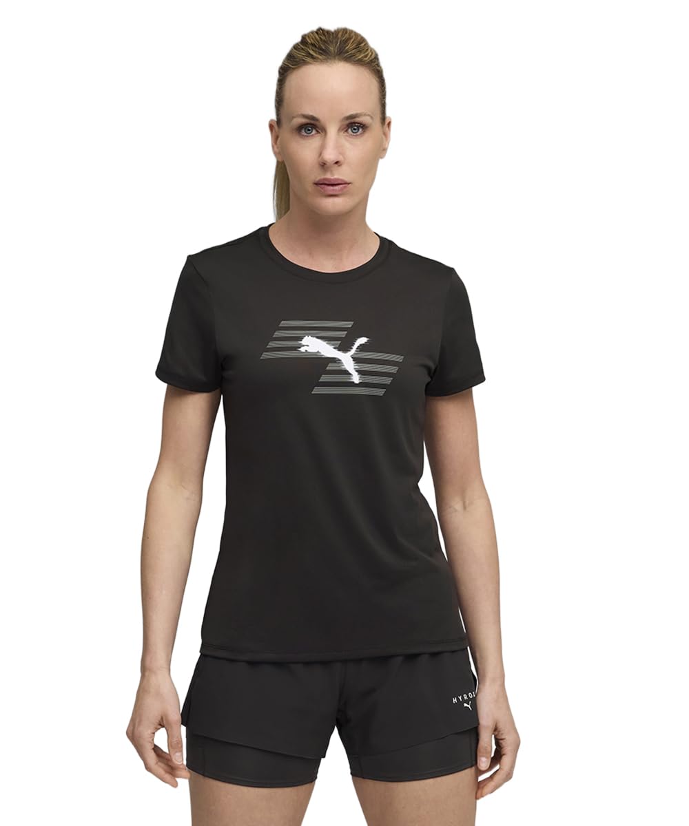 Puma Women's Hyrox Short-Sleeve Performance Gym Top - Black Puma Black - 10 (S)