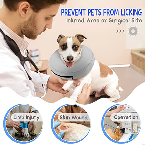 Image of Supet Inflatable Dog Cone Collar Alternative After Surgery, Dog Neck Donut Collar Recovery E Collar to Stop Licking, Soft Dog Cone for Medium Large Dogs