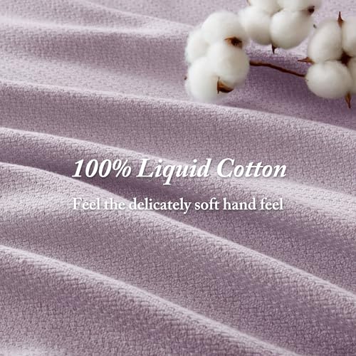 Image of Madison Park Liquid Cotton Blanket All Season for Summer, Full /Queen, Lilac | Breathable Fabric for Bed or Couch, Diamond Pattern, Lightweight, OEKO-TEX Certified