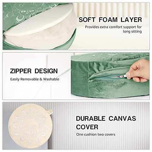 Overmont Meditation Cushion Large Velvet Floor Pillow With Extra Cover 16"X16"X5.2" For Sitting On Floor, Zafu Accessories Decor Buckwheat Yoga Cushion #TOP3